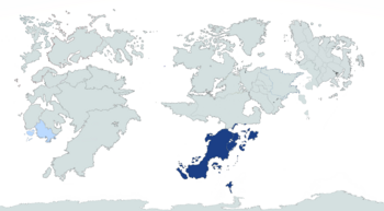 Member states of the Myrian Union highlighted in navy blue Partners of the Myrian Free Trade Area highlighted in light blue