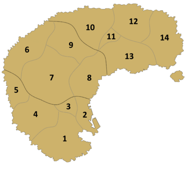 The 14 Districts of Spreglen