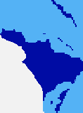 Acadia shown in dark blue.