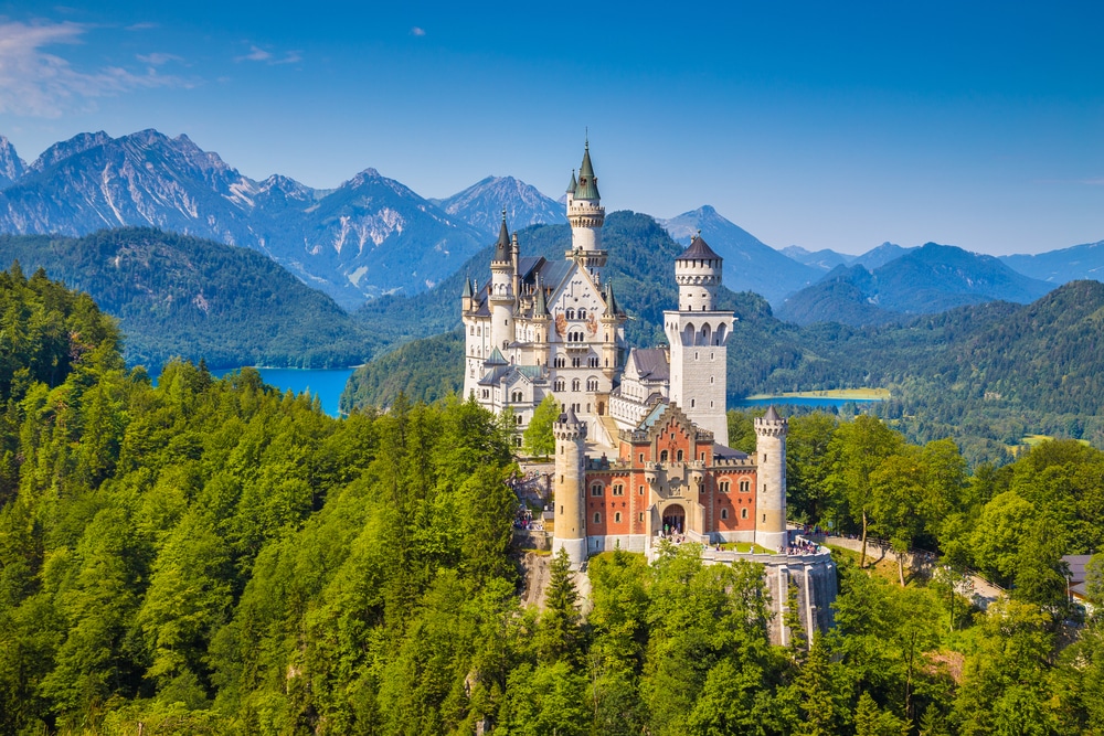 Lustriahan Castle with the Lutharian Alps flanking behind