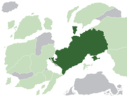 Location of Neviersia (dark green; mainland only) Veropan Union (light green) Veropa (grey)