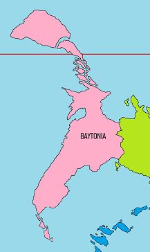 Baytonia, bordered by Gladysynthia to the east
