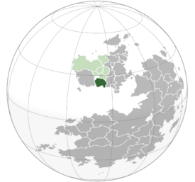 Location of Tengaria (dark green) in Euclea (light green & light grey) and in Samorspi (light green)
