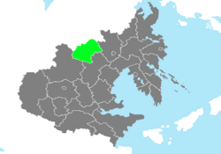 Location of Macheon Province in Zhenia marked in green.