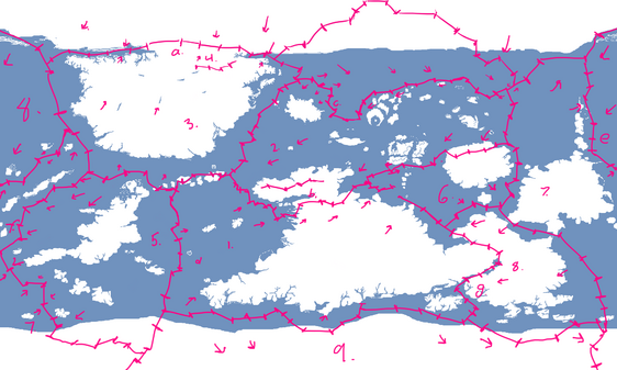 Main tectonic plates of Amanir, with tectonic faults and directions of plate movements also visible.