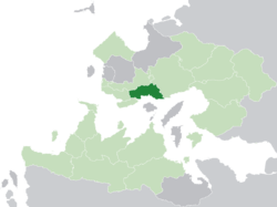 Pelna (dark green) in the Kingdom of Trellin (light green)