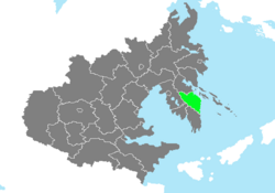 Location of Gyeongcheon Province in Zhenia marked in green.
