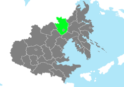 Location of Karavankon Province in Zhenia marked in green.