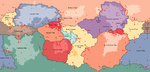 Plate tectonics map with their movement and recent volcanic activities