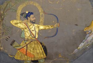 Sultan Ali Adil II Shah of Bijapur hunting tiger India Deccan Bijapur ca 1660.jpg