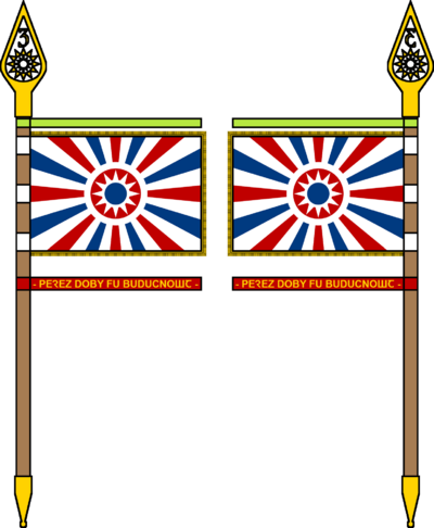 A flag of Zhousheng with all additions but the wrapping