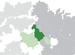 Location of Dzhuvenestan (dark green) in the Ayar Congress (light green) in Northwest Ochran (dark gray)