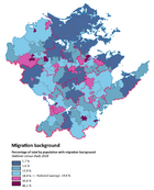 Map of percentage of population with migration background