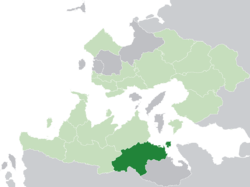 Ternos (dark green) in the Kingdom of Trellin (light green)