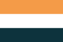 Horizontal Tri-Color with Orange, White, and Navy Blue.