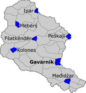 Map of Medovia with its major cities