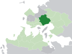 Retikh (dark green) in the Kingdom of Trellin (light green)