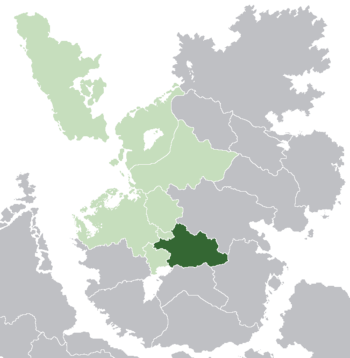 Scanonia (dark green) in Lorecian Community (light green)