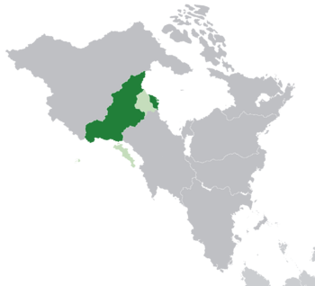Territory of Enyama in dark green; Greater Enyama in light green