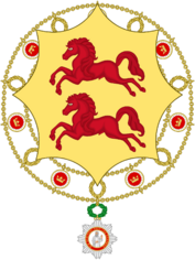 Arms of Penelope Rodinili as Grand Companion of the Order of Pious Lot.png