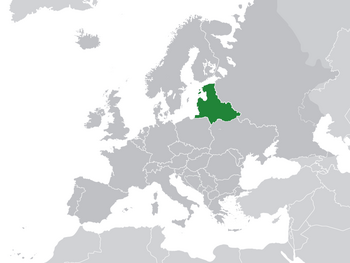 Location of  Baltania  (green) in Europe  (dark grey)