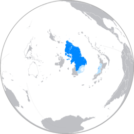 Location of Pelunia (dark blue), associated or occupied areas (light blue)