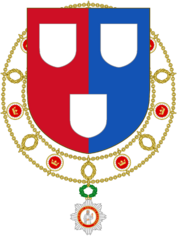 Arms of Frederik Lund Lauritsen as Grand Companion of the Order of Pious Lot.png