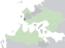 Trelum (dark green) in the Kingdom of Trellin (light green)