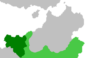 Dark green - Territory under republic's control Green - Territory occupied by Gaullica Light green - Territory claimed by the republic