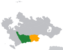Map indicating locations of Alliaronia and Vallish Republic