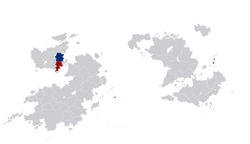 Map indicating locations of Etruria and Guallica and her overseas territories