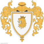 Yellow White Coat of Arms, depicting a lion