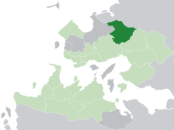 Lekhmir (dark green) in the Kingdom of Trellin (light green)