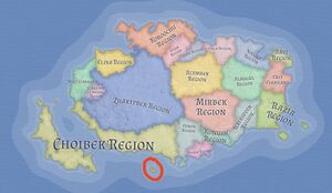 Mumin Island circled in the map of Elbailand