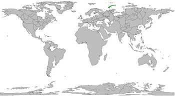 Location of Nova Zemla in the World.