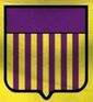           The Coat of Arms is a badge with 13 stripes variation from yellow to purple.