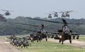 Helicopters of The 5th Combat Aviation Division are taking off for combined arms exercises.