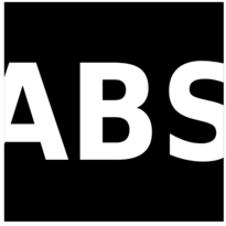 The white "ABS" letters in a black box, typed in DejaVu Sans Condensed Bold, the ABS's corporate font.