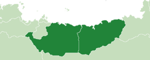 Location of Rubric Coast Partnership member states (dark green) in North Scipia (light green)