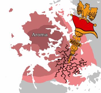 The Aroman Empire at its greatest extent