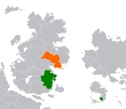Map indicating locations of Aquitayne and Aswick