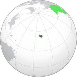 Location of territories administered by the PUY (green), with Mainland Area claims (light green)