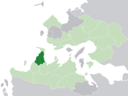 Bal Emrith (dark green) in the Kingdom of Trellin (light green)