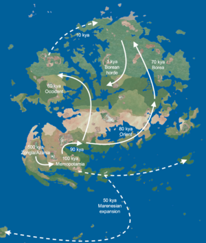 Early human migrations on Eurth.png