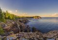The coastline of southern Piscataquis at dawn. The coastlines of Piscataquis and Algonquia are very rocky.