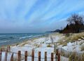 A winter shot of Lake Erie from a beach in Haudenosaunee.