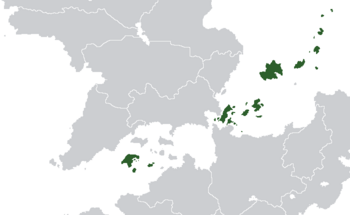 Location of the Arucian Federation (Dark Green) between Asteria Superior and Asteria Inferior