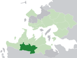 Khatax (dark green) in the Kingdom of Trellin (light green)
