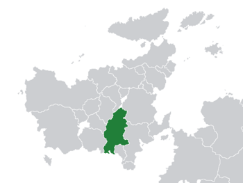 Location of the South Euclean People's Republic (green) in Euclea (light grey)