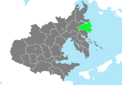 Location of Donghae North Province in Zhenia marked in green.